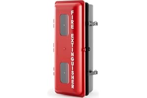 DoubleFill 1 Pcs 10 lb Fire Extinguisher Cabinet Box with Internal Rope Fastening and External Latch Sturdy Plastic Holder Case Vandal-Resistant Weatherproof Protect Indoor Outdoor (26 x 12 x 9 in)