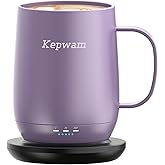 Kepwam Self Heating Coffee Mug T2, 16oz Smart Heated Coffee Mug, 150 Min Battery Life - Hot up to 149℉ Temperature Control Coffee Mug Warmer, Gifts for Dad Mom (No APP)
