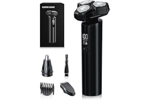 GLLAVA Electric Razor for Men，10,000RPM High-Speed Motor, IPX8 Waterproof, USB Fast Charging, 5-Min Quick Charge & Travel Lock,Black