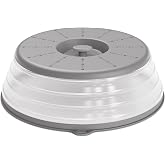 WVM Microwave Splatter Cover Vented for Food with Hook Hole, Splatter Guard &amp; Colander Kitchen Gadget for Food, Meal Prep, Grey, M(11"x3.26")-Pack of 1