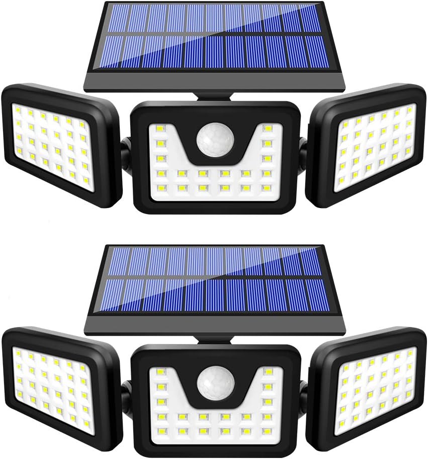 BEACON Solar Lights Outdoor, 800LM Wireless LED Solar Motion Sensor Lights Outdoor, 3 Adjustable Heads, 270° Wide Angle Illumination, IP65 Waterproof, Security LED Flood Light (2Pack): Home Improvement