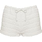 BEAUDRM Women's Y2k Ruffle Shorts Ruched Textured Low Waist Bloomers Cute Mini Micro Shorts Rave Party Going Out Pants