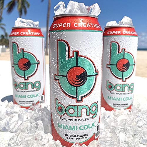 Bang Energy Miami Cola, SugarFree Energy Drink, 16Ounce (Pack of 12