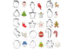 Crethinkaty Mini Christmas Cookie Cutter Set 15 Pieces - Stainless Steel, 15 Christmas Themed Shapes