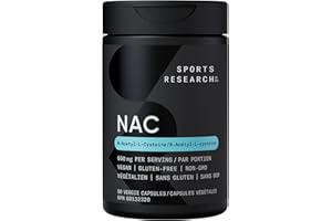 Sports Research N-Acetyl L-Cysteine (NAC) 600mg, 90 Veggie Capsules - Vegan, Non-GMO, Gluten Free. Lemon Aroma