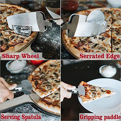 Pizza Cutter IKevan Stainless Steel 3 in 1 Pizza Cutter Multifunctional Cutter Sandwiches Slicer - Thumbnail 4