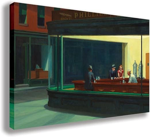 NIGHTHAWKS BY EDWARD HOPPER CANVAS WALL ART