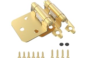 Chibery 10 Pack 1/2" Overlay Cabinet Hinges, Semi-Concealed Hinge, Cabinet Mount, Self Closing, for Kitchen Bathroom Cupboard