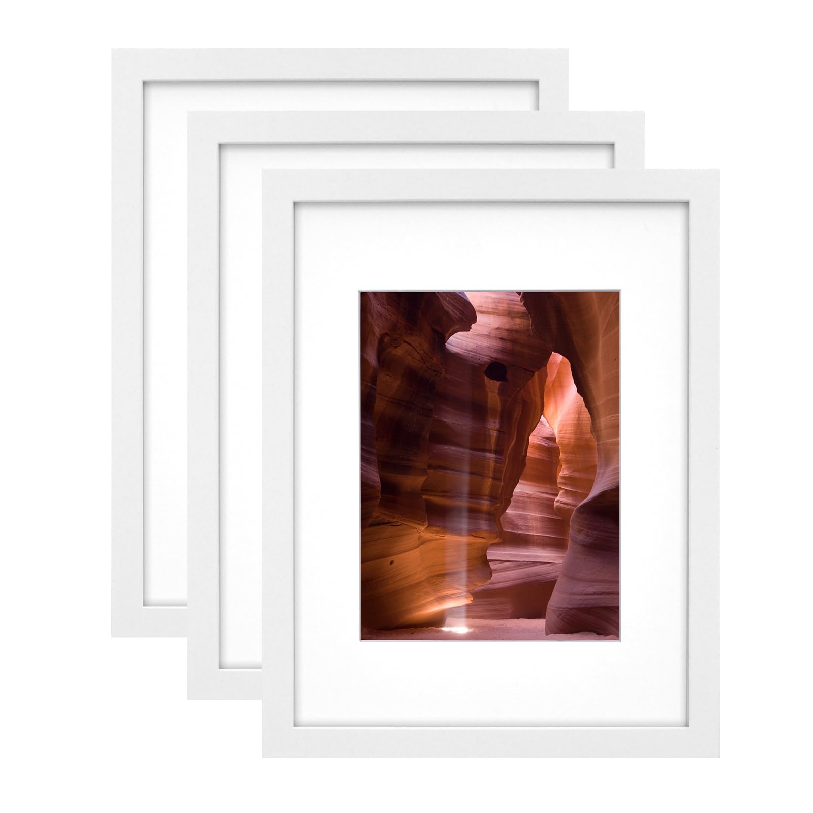 EGOFINE 12x9 Photo Frames White Set of 3, Wood Picture Frames for Photos 8x6 with Mat or 12x9 without Mat, Tabletop and Wall Mounting Display — image 1