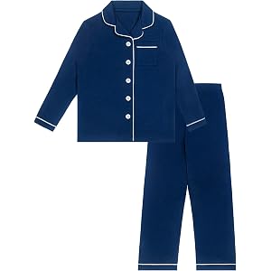 GUISBY Kids Cotton Button Down Long Sleeve Pajama Set, 5-13 | 100% Cotton Comfort, Button-Up Design, Soft Breathable Feel, Ho