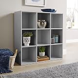 Home Source 9 Shelf Cube Bookcase Grey Storage Display Unit 90x30x90