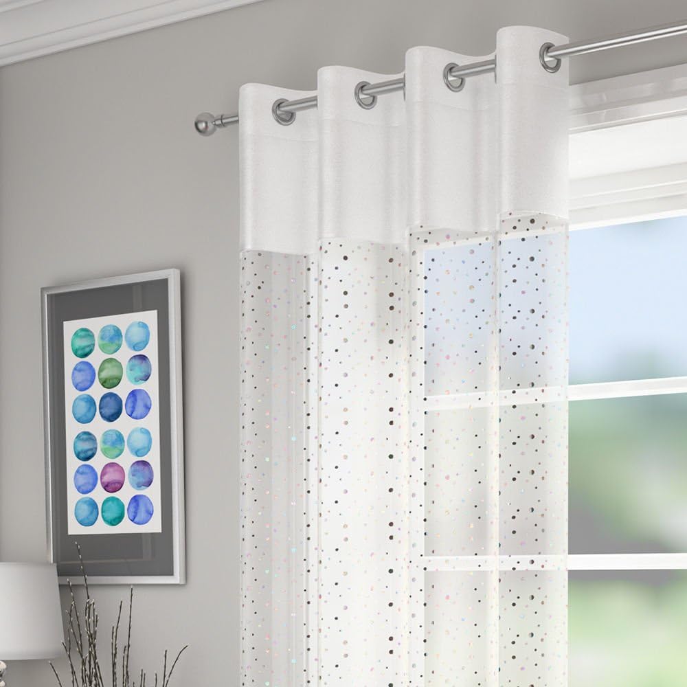 Disco sparkle white silver voile 55 x 90 inches drop 140cm x 229cm