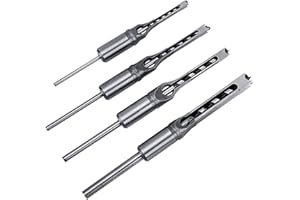 BTSHUB 4Pcs Square Hole Drill Bits, Woodworking Mortising Chisel Square Drill Bits Set 1/4" 5/16" 3/8" 1/2"