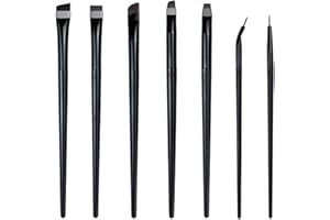Professional Eyeliner Brush Set, 7 Piece Ultra-Fine Angled Makeup Brushes, Curved Tip for Precise Liquid and Gel Application,