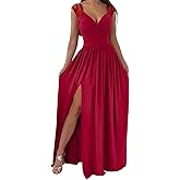 Dokotoo Womens 2026 Formal Dresses Wrap V-Neck Ruched Sexy Bridesmaid Wedding Guest Maxi Dresses