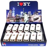 Box of 12 I Love New York 1962 Volkswagen CLSC Bus Pkg - 1/32 Scale Diecast Model Cars, Assd Colors