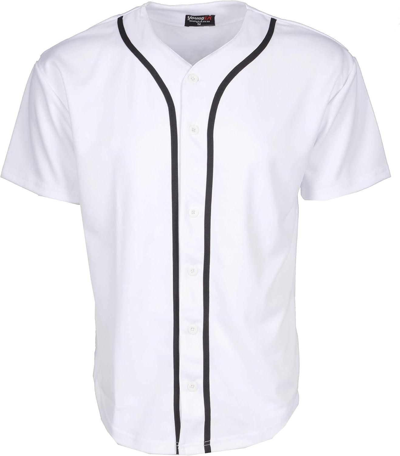 Amazon.com: YoungLA Men's Baseball Jersey T-Shirts Plain Button Down Sports Tee 303: Clothing