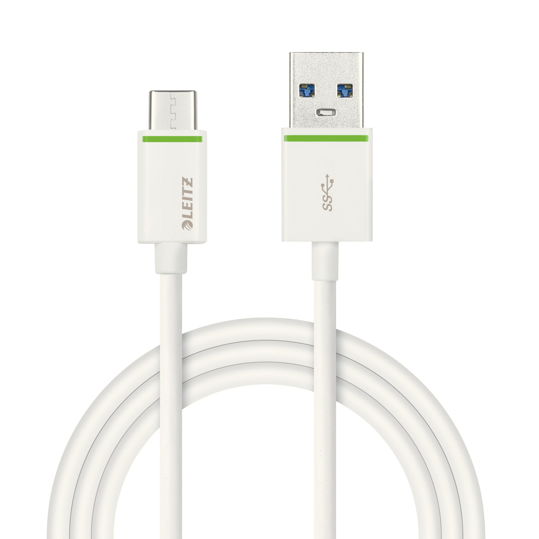 Leitz USB-C to USB-A 3.1 Charging Data Cable, 1 m, Complete, White, 63350001