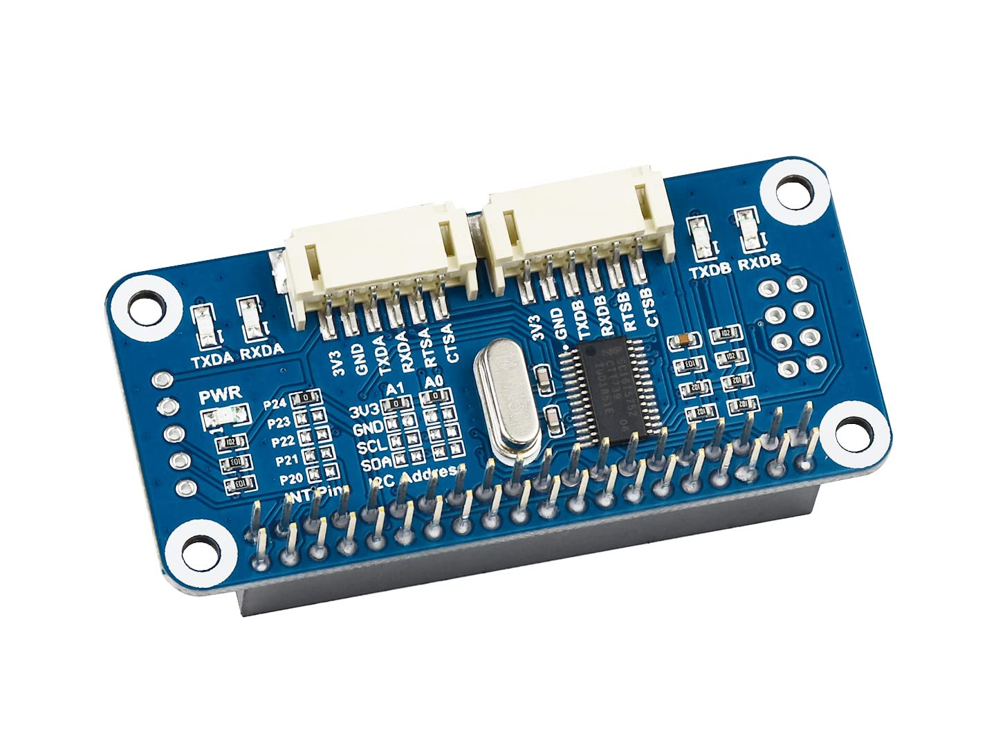 Waveshare Serial Expansion Board, Compatible with Raspberry Pi, with I2C Interface 2-CH UART and 8 GPIOs