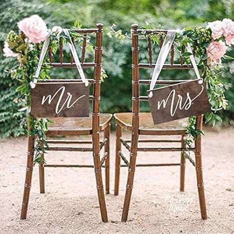 Amazon Com New Mr And Mrs Signs Wedding Chair Signs Wooden