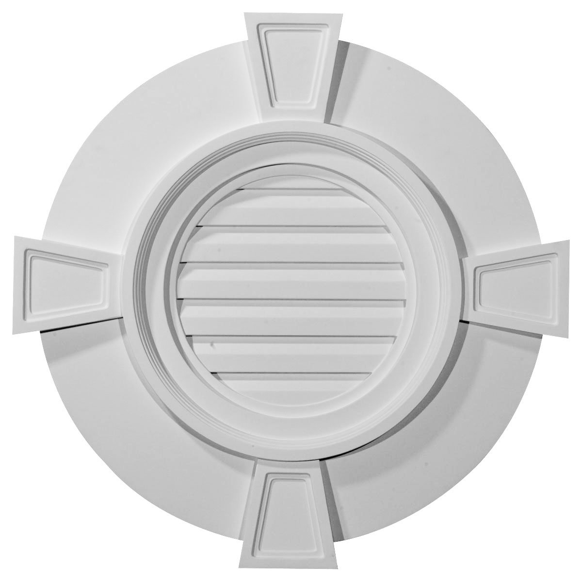 Ekena Millwork GVRO24TDK 24-Inch W x 24-Inch H x 1 1/2-Inch P Round Gable Vent with Keystones, Decorative