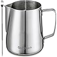 Stainless Steel Milk Frothing Pitcher 12 Oz, 350ml Latte Art Cup Espresso Machine Accessories, Steaming Jug for Cappuccino Coffee Milk Hot Chocolate Cups