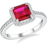 AGRULE Vintage Style Engagement Ring White Gold Plated Sterling Silver White Sapphire Inlaid Big Cocktail Rings Emerald/Ruby/Aquamarine/Sapphire Ring Gift for Bride Wife Lover, Send Gift Box