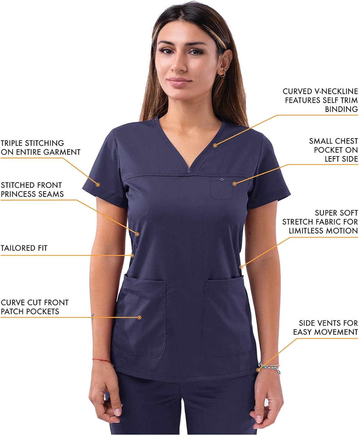 Adar Pro Movement Booster Scrub Set for Women - Sweetheart V-Neck Scrub Top & Yoga Jogger Scrub Pants: Clothing