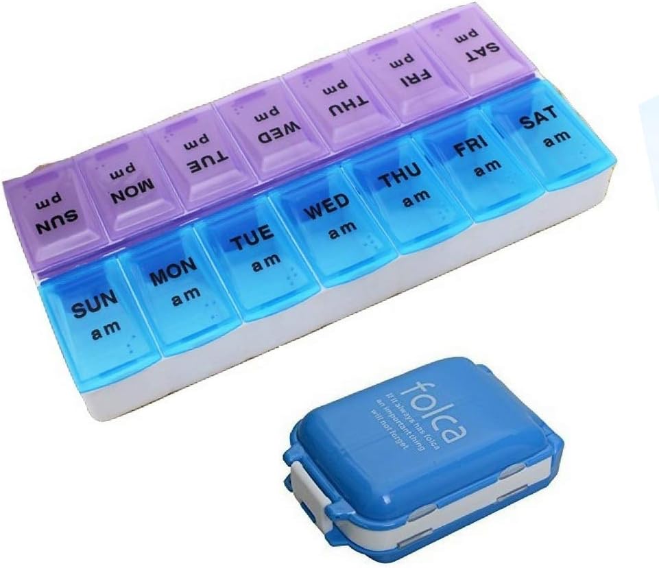 Weekly Pill Organizer for Morning & Night 2 Times Medication Bundle
