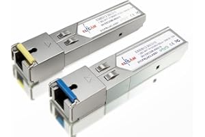 Elfcam® - 1-Piar 1.25G SFP Module Single Mode with The Fiber Optic Port SC/UPC Singlemode, DDM 10km