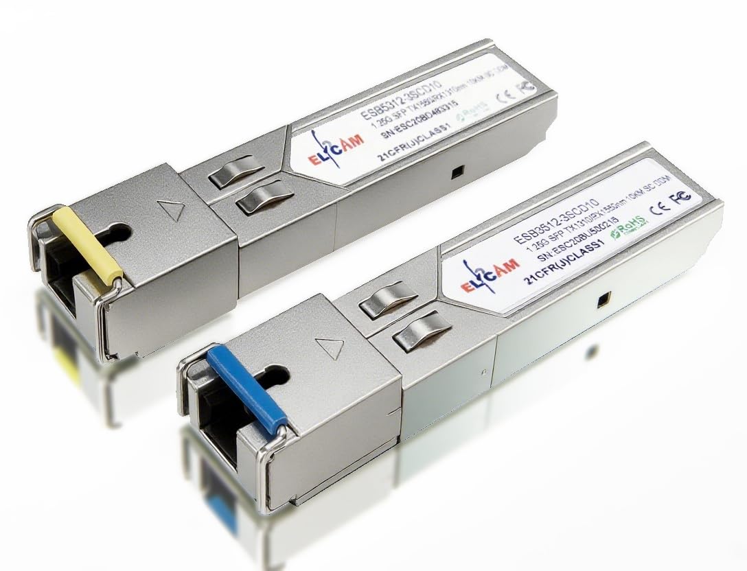 Elfcam® - 1-Piar 1.25G SFP Module Single Mode with The Fiber Optic Port SC/UPC Singlemode, DDM 10km, Compatible with Cisco et Open Switch