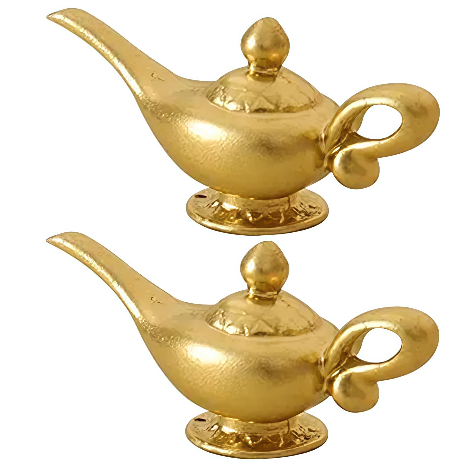 2Pcs Gold 1/12 Miniature Aladdin Genie Lamp Decoration Accessories，Genie Lamp，Dollhouse DIY Accessories，Dollhouse Decor Shooting Props