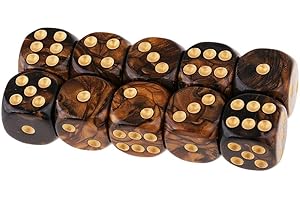 Yiotfandoll 10PCS Polyhedral Dice D6 Dice 16mm Acrylic Dice Game Dice for RPG MTG DND Dice Table Games (Black Gold)