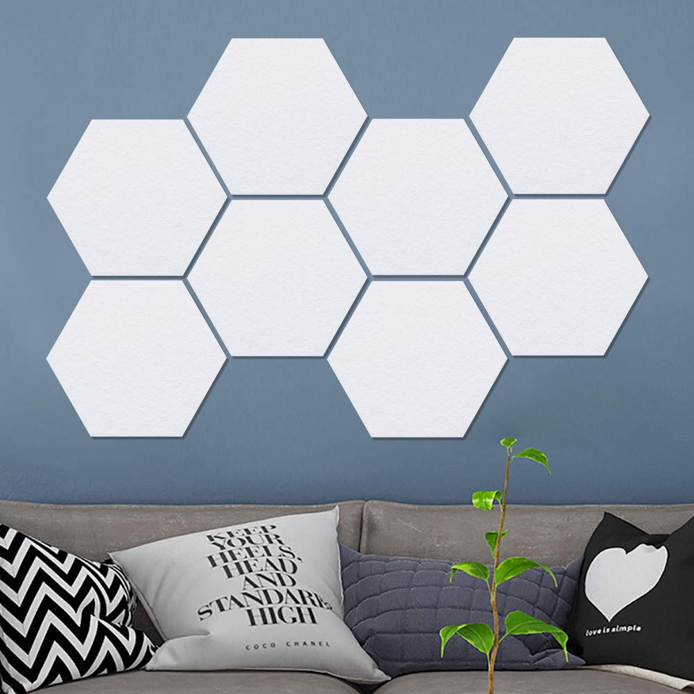 HyFanStr Felt Pin Board Wall Bulletin Board, Hexagon DIY Memo Board Notice Board with 20 Push Pins, Decorative Cork Board for Office Bedrooms