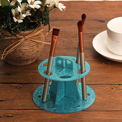Jocestyle 6 Holes Toothbrush Makeup Brush Holder Organizer Cosmetic Brush Display Rack Stand Shelf Tool (02 Sky Blue)