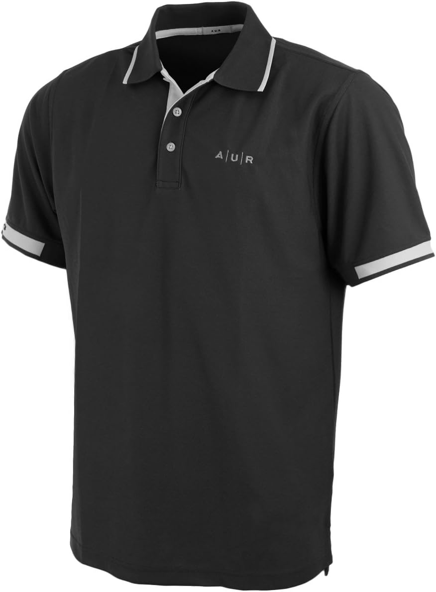 AUR Golf Mens Active-Dry Coaldale Pique Polo Shirt - Black - S