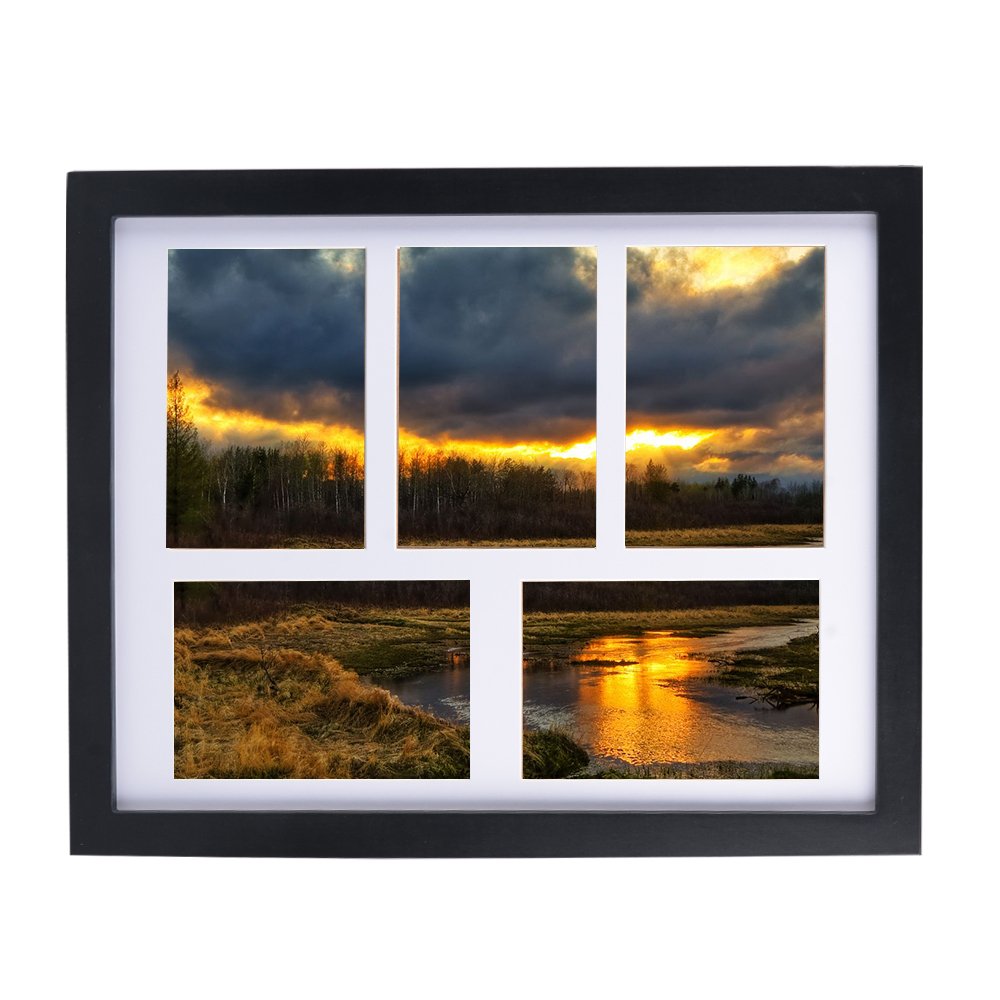 Wall Picture Frame 11x14, Alotpower Multiple Picture Frame Displays Five 4x6 Inch Pictures with White Mat