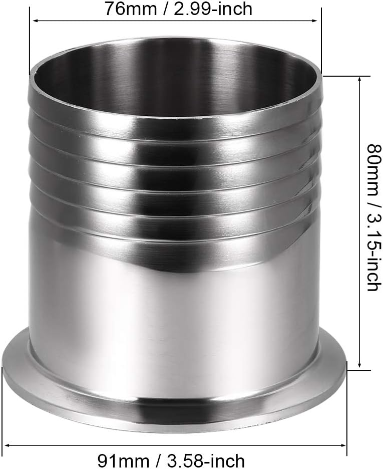 sourcing map Clamp Hose Adapter 3.583 Inch Flange to 3 Inch Hose Barb Fitting, 3" - Image 3