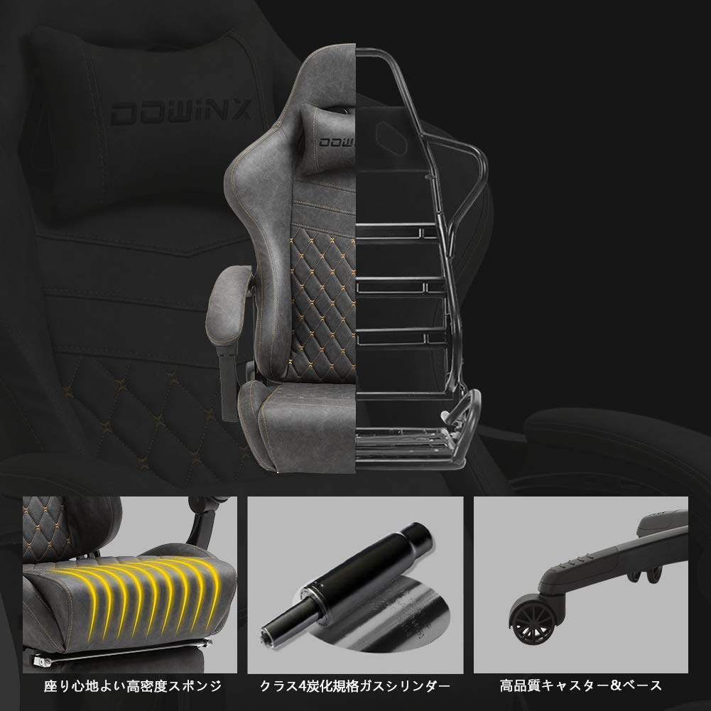 Mua Dowinx Office Chair Gaming Chair Computer Chair Desk Chair Recliner Chair Extendable Ottoman Newly Developed Medieval European Pu Leather With Vibration Function For Lower Back Pain Relief Adjustable Lumbar Support Gray