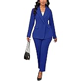 Kafiloe Pant Suits for Women Dressy Double Breasted Blazer Set 2 Piece Bussines Casual Outfits Work Office