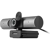 Aluratek HD 1080P Webcam, USB-C/USB-A, w/Built-in Speakers &amp; Mic,Black,AWCS06F