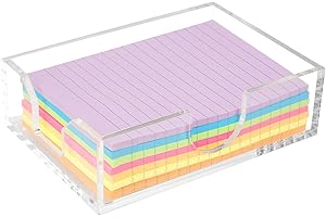 Dealpoli 4x6 Acrylic Memo Holder with Sticky Notes for Desk , Clear Sticky Note Dispenser with Adhesive Notepad, 4x6 Acrylic Notepad Holder Desk Organizer for Office Home School (DP027)