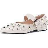 TRKYYK Women's Studded Flats Pointed Toe Mary Jane Flat Shoes