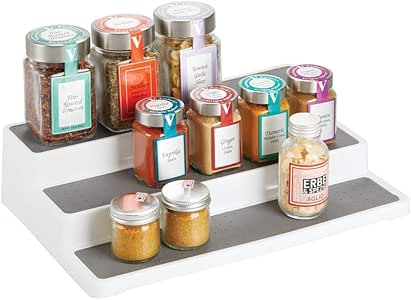 mDesign Estante especiero – Especieros de Cocina pequeños con 3 Niveles