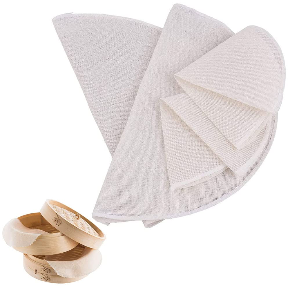 10 Pieces Household Steamer Mat, Cotton Steamer Mat, Dim Sum Mat, Mesh Steamer Pad, Dim Sum Paper, Steamer Papers Mat, Diameter 30 cm, Reusable, Non-Stick, for Steam Baskets, Steam Cooker, Dim Sum