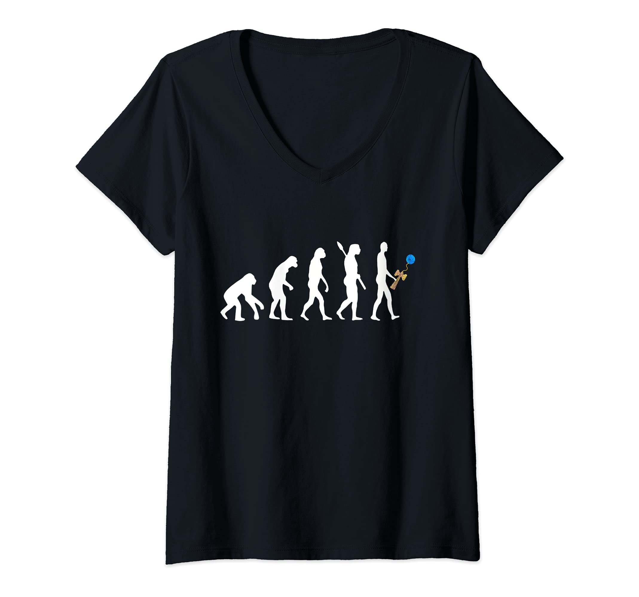 Womens Kendama Player Evolution Japanese Game Cup Sport Trick V-Neck T-Shirt