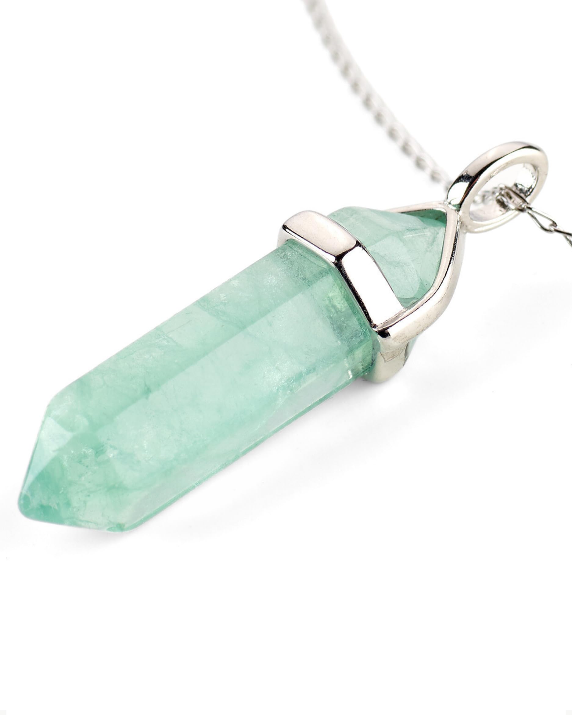 LAVISA Obelisk Gemstone Necklace, Pendant, Genuine Crystal Chain, Necklace, Rose Quartz, Amethyst, Natural Stone - 55 + 5 cm, 55cm x 41mm x 13mm, Stainless Steel, Amethyst, rose quartz — image 1