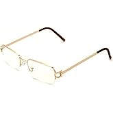 V.W.E. Rectangular Frame Clear Lens Designer Half Rim Eyeglasses Metal Glasses