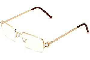 V.W.E. Rectangular Frame Clear Lens Designer Half Rim Eyeglasses Metal Glasses