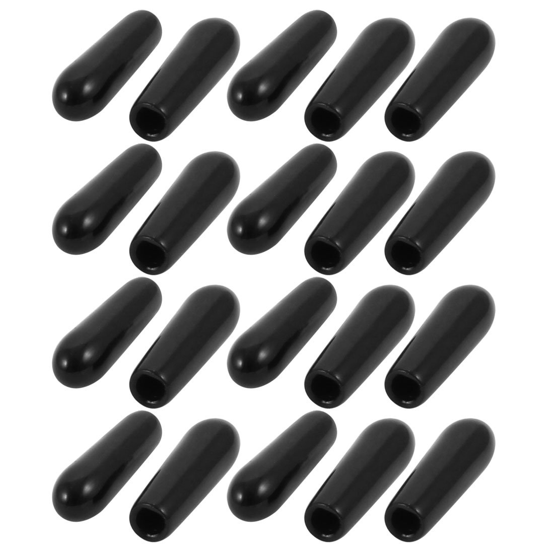 sourcingmap 20Pcs 2mm Inner Dia PVC Flexible Vinyl End Cap Screw Thread Protector Cover Black